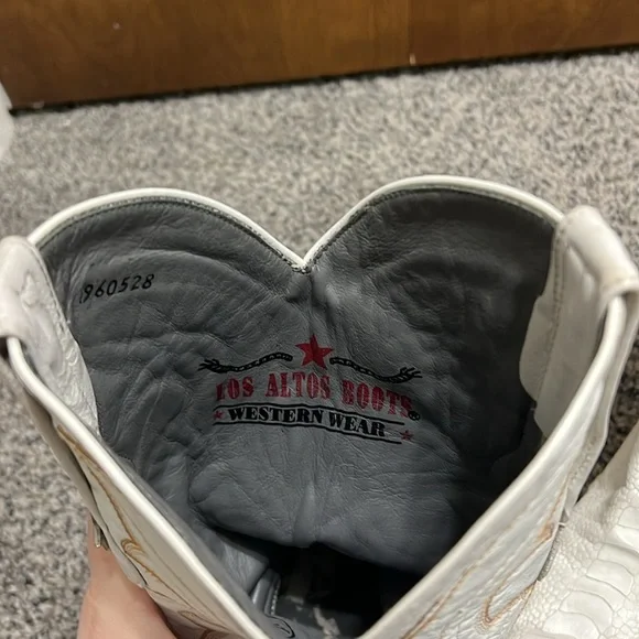 Los Altos Women’s Cowboy Boots Genuine Ostrich 3X Toe White Boots - Picture 5 of 10